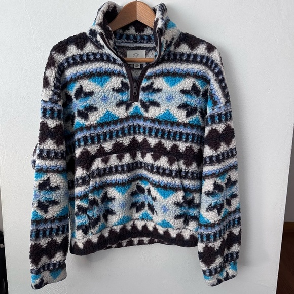 Offline by Aerie Aztec print Fleece Quarter zip sherpa pullover Size Small - Picture 2 of 10
